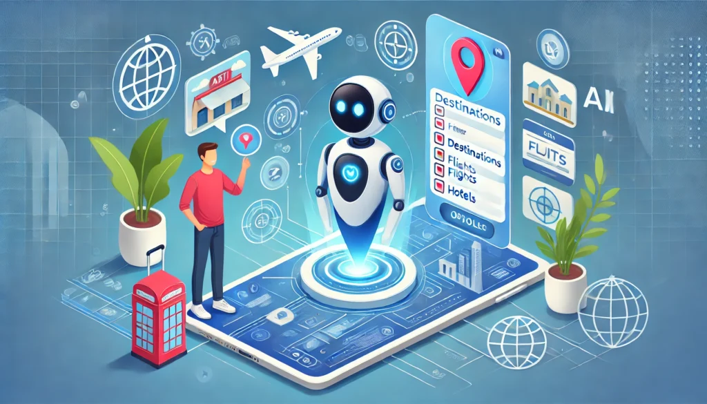 AI Virtual Travel Assistant simplifying trip planning with futuristic technology AI Virtual Travel Assistant simplifying trip planning with futuristic technology